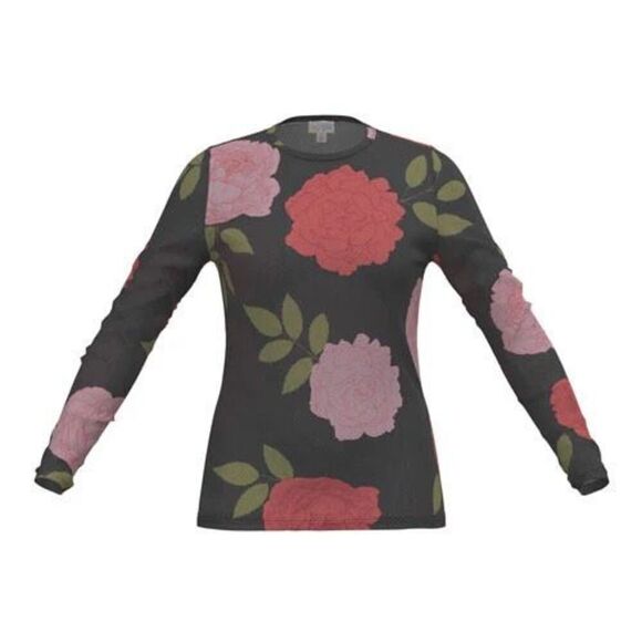 LuLaRoe XXS Black Floral May Long Sleeve Mesh Top - Picture 1 of 4